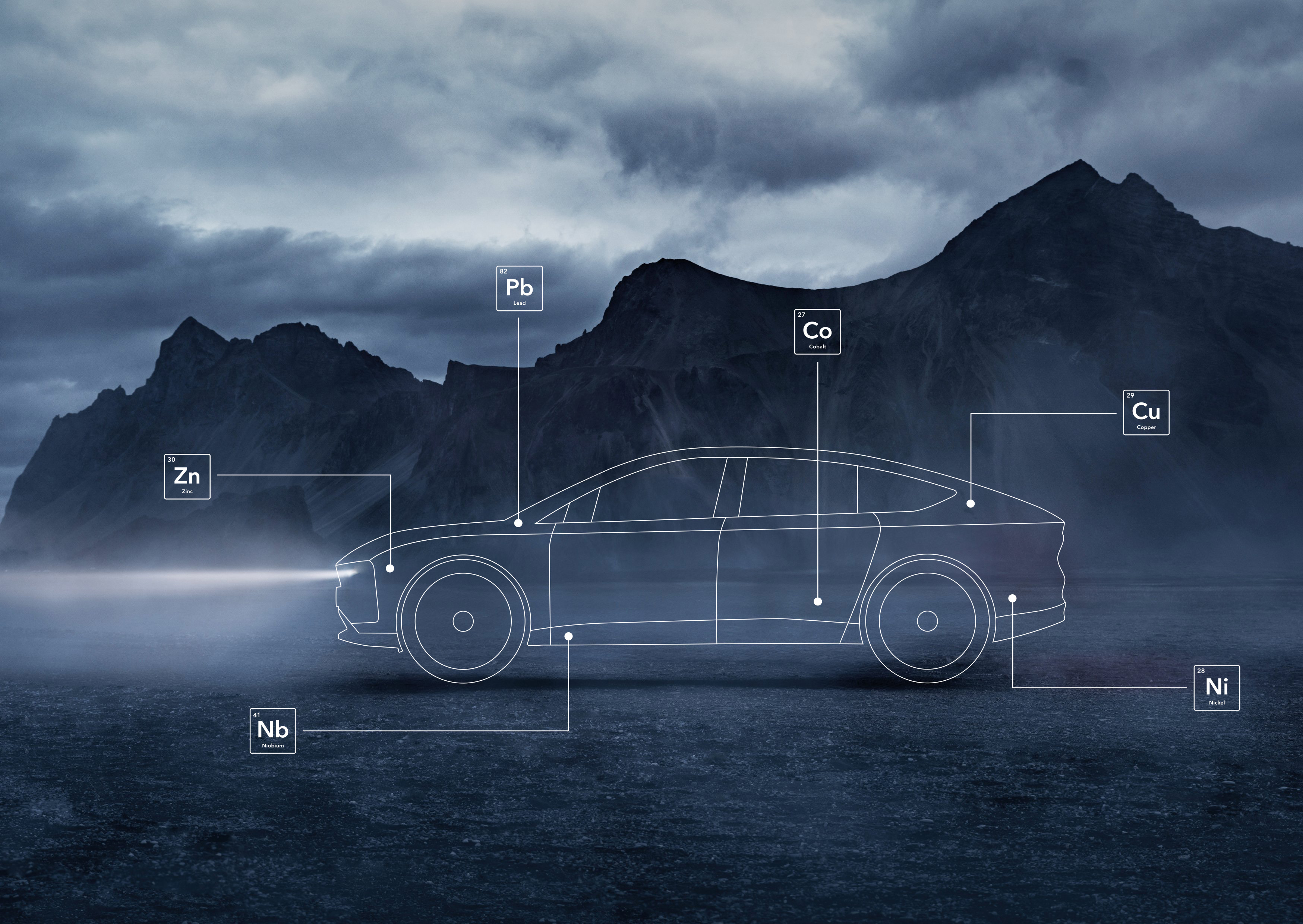 car illustration with used materials