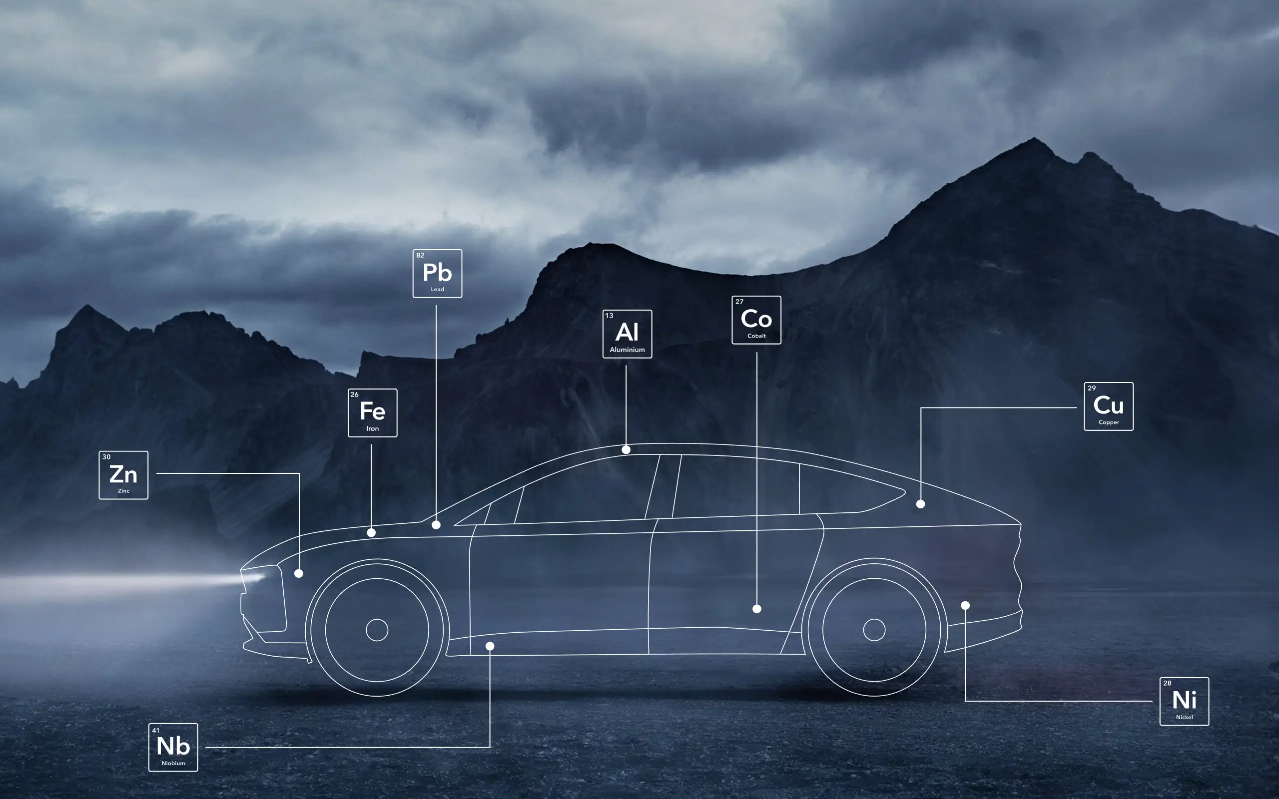 car illustration with used materials